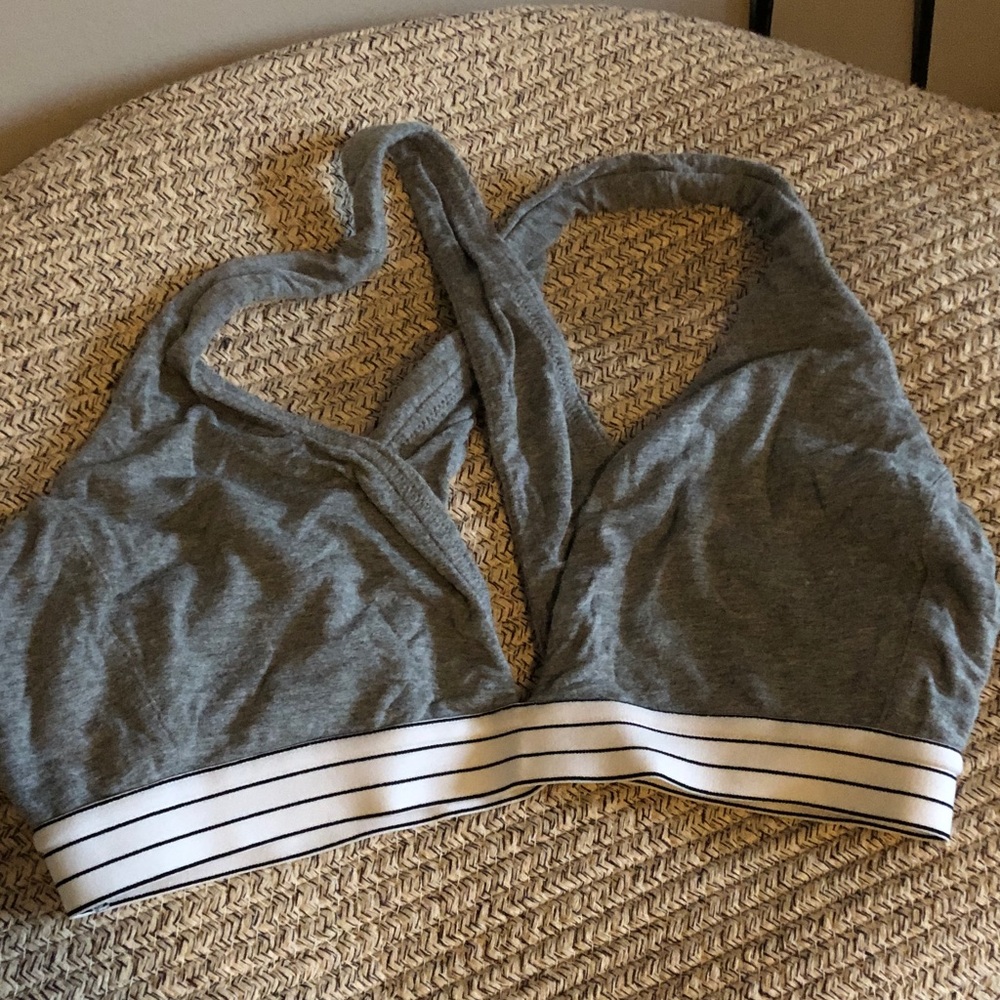 Lively Gray Halter Bralette with Striped Band